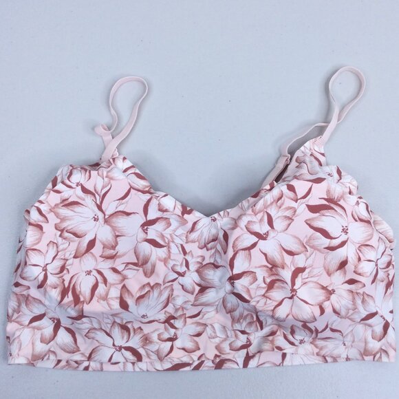 Adrienne Vittadini Studio Padded Bralette Size XL Floral Pink Convertible Straps - Picture 5 of 6